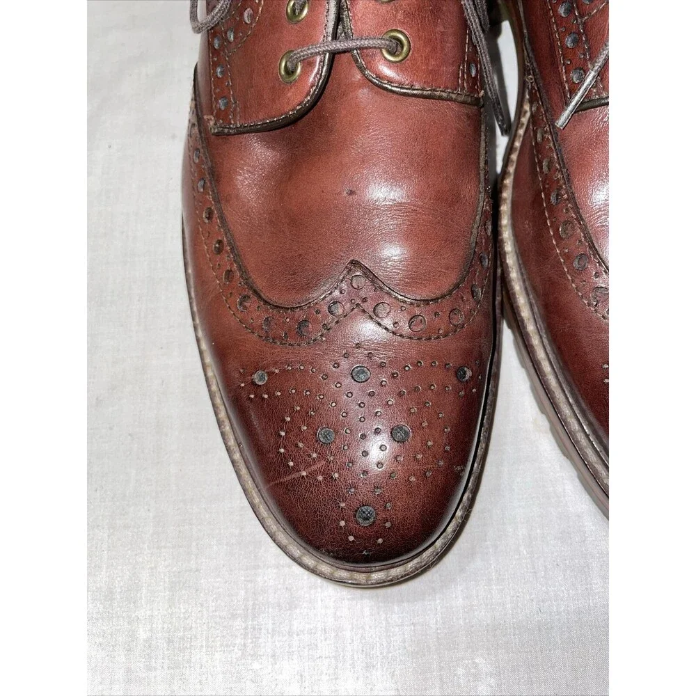 Johnston & Murphy 1850 Dress Oxfords Mens Size 9 M Brown Leather Wingtips Brogue